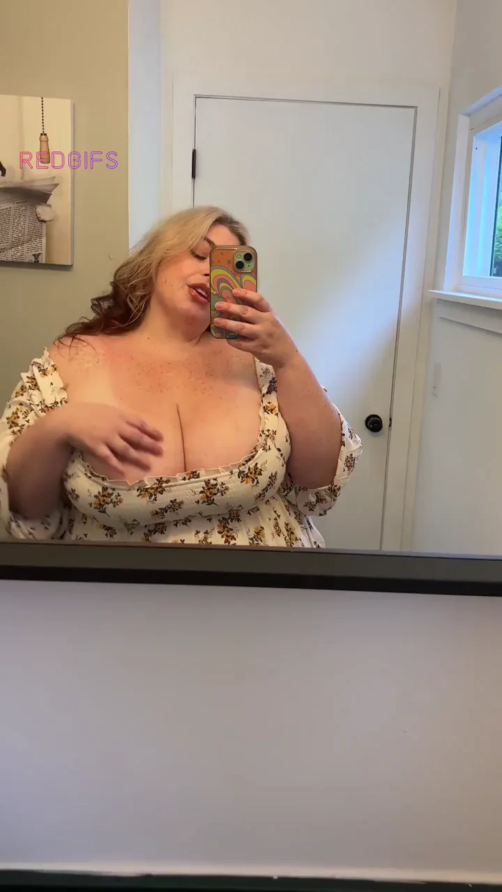BBW Blonde's Massive Tit Tease in the Mirror <3