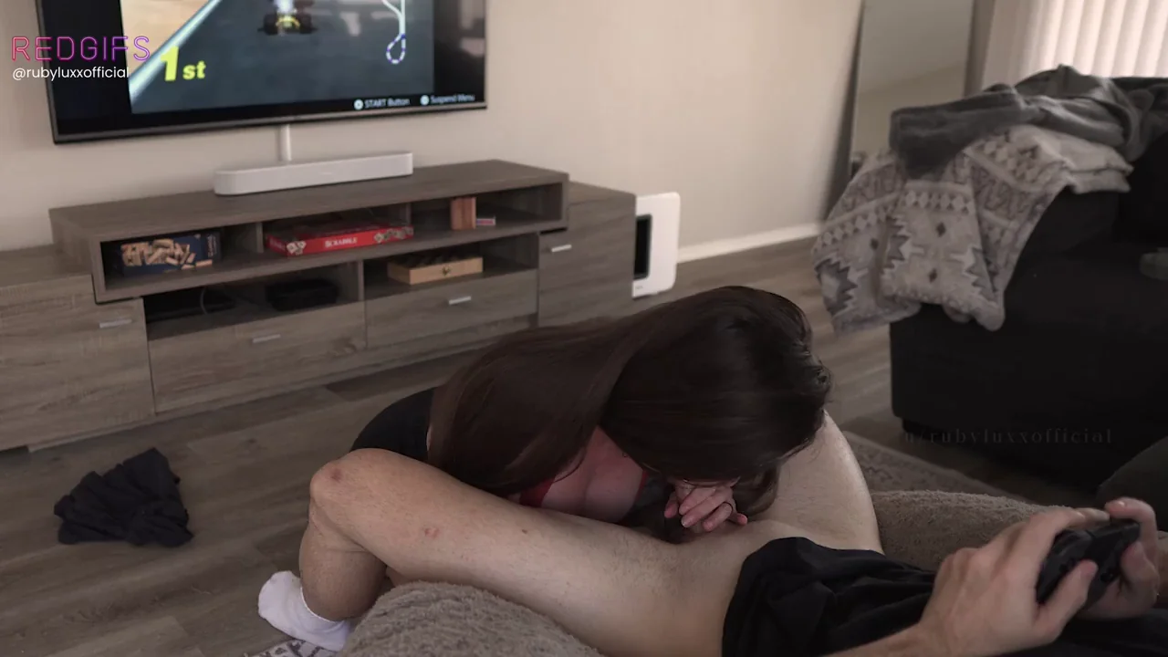 Using his cock while he plays Mario Kart 64