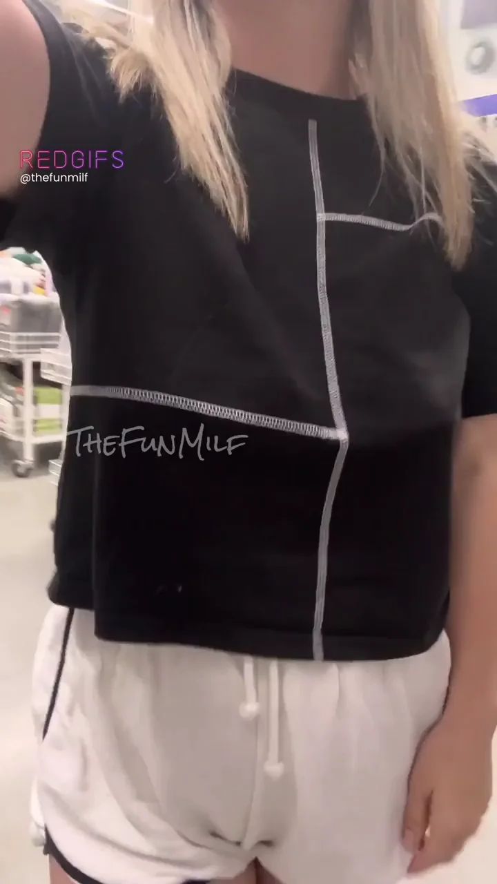 Braless MILF Flashes Massive Tits in Store Proof GIF