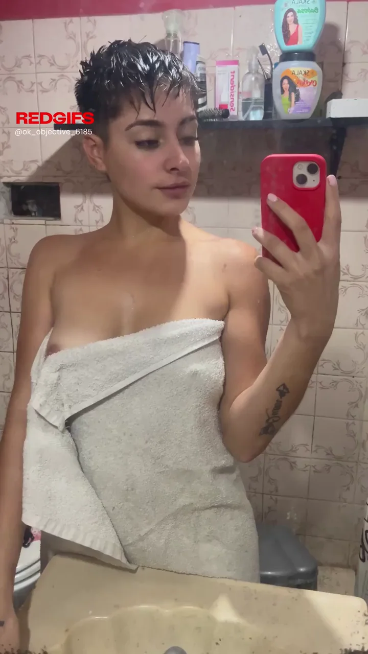 Drunk Shower Slut Invites Your Cock Under the Towel