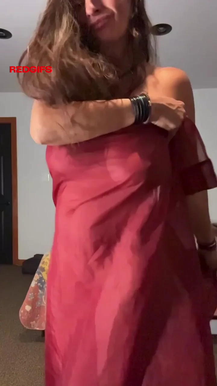 MILF's Sheer Red Dress Tease - Tits Pop Out! 🔥🍒