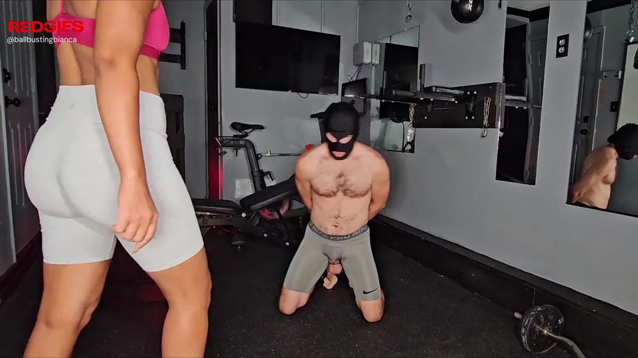 Boss Bitch Drags Loser to Gym Office & Ballbusts Him Mercilessly 💥🥜👠 [F][M]