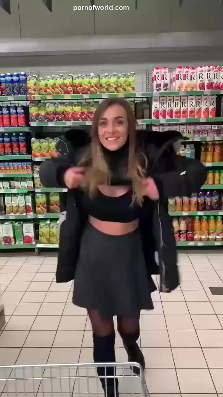 Dropping Her Titties in a Supermarket