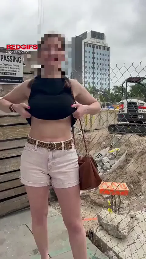 🔥 Ginger MILF Flashes Massive Tits at Construction Peepers 😈