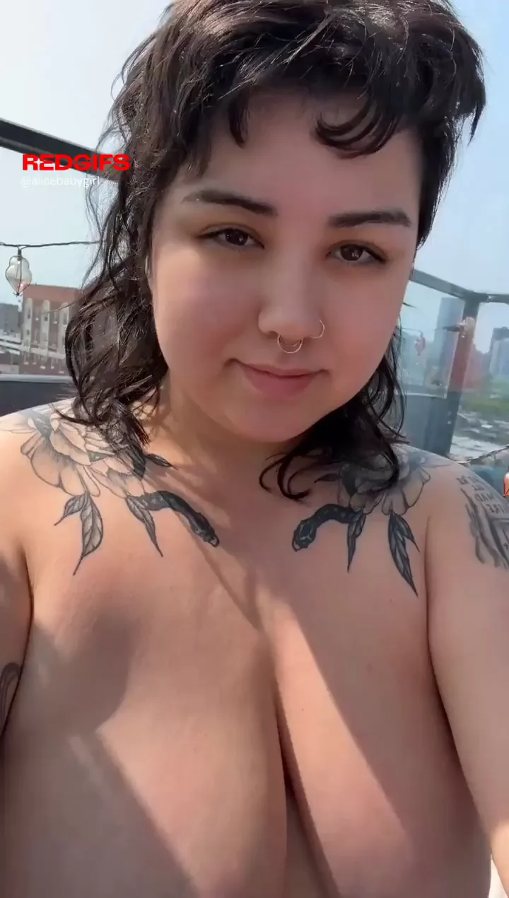 Suki Jade's 🏖️ Naked Balcony Sunbathing with Massive Tits & Tattoos 🔥