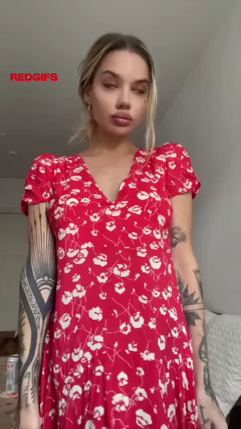 Clothes Vanished: Inked TikTok Babe's Slutty Strip Tease