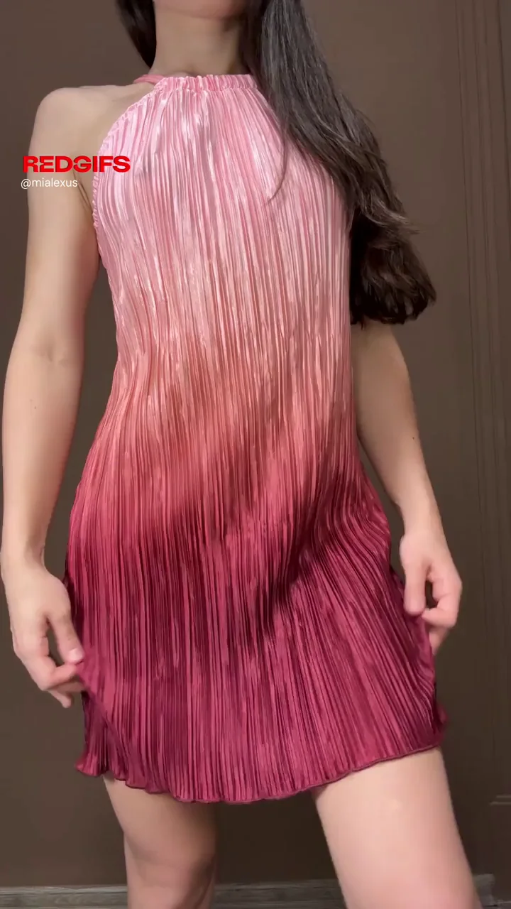 Petite Japanese Tease Slips Outta Pink Dress, Bares Perky Tits & Tight Pussy