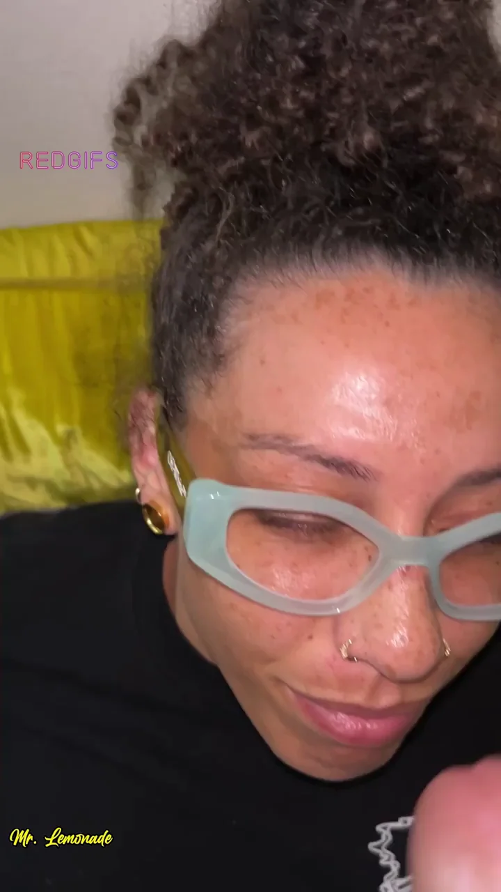 Cumming on her glasses