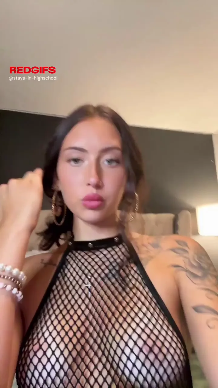 Mesh-Caged Slut with Killer Tits Begs for Collar Play
