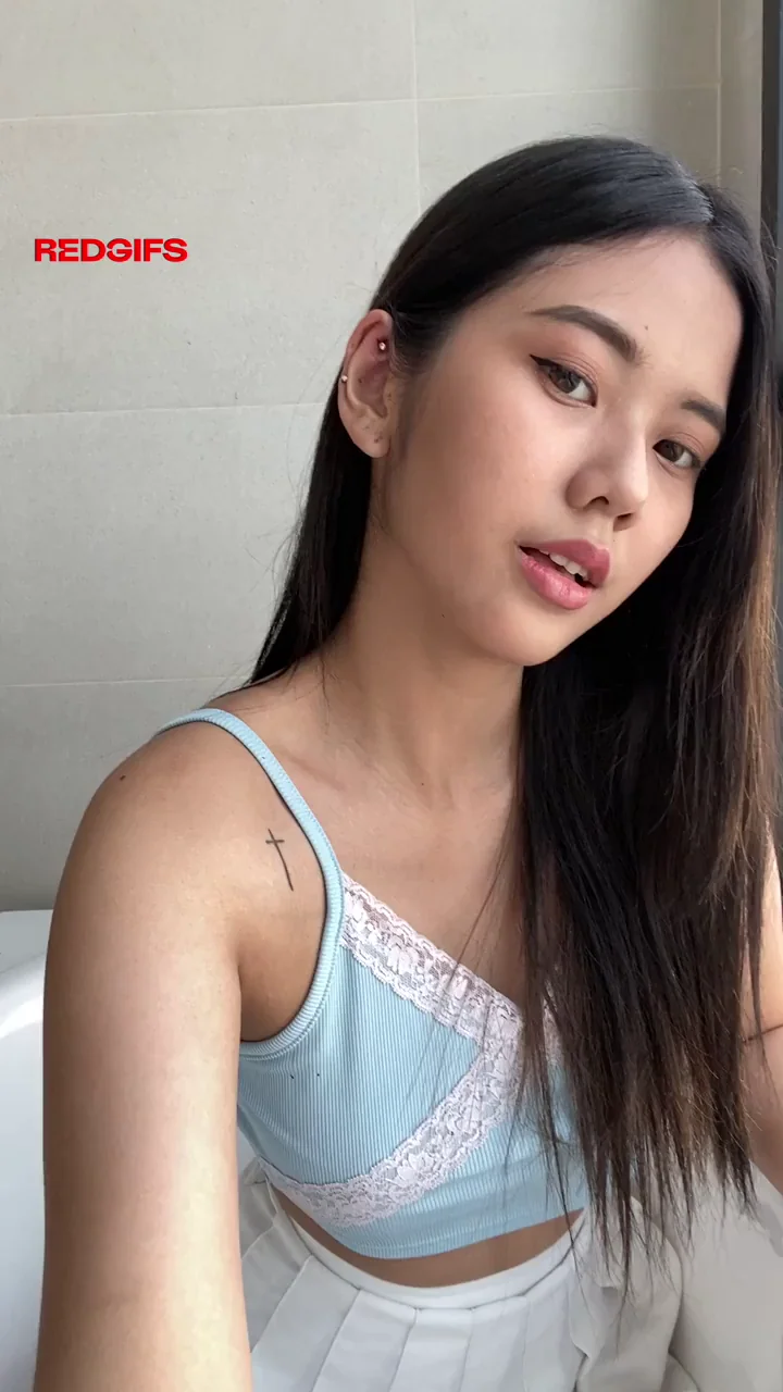Petite Asian Teen Grabs Her Perky Boobs in Schoolgirl Skirt 😈