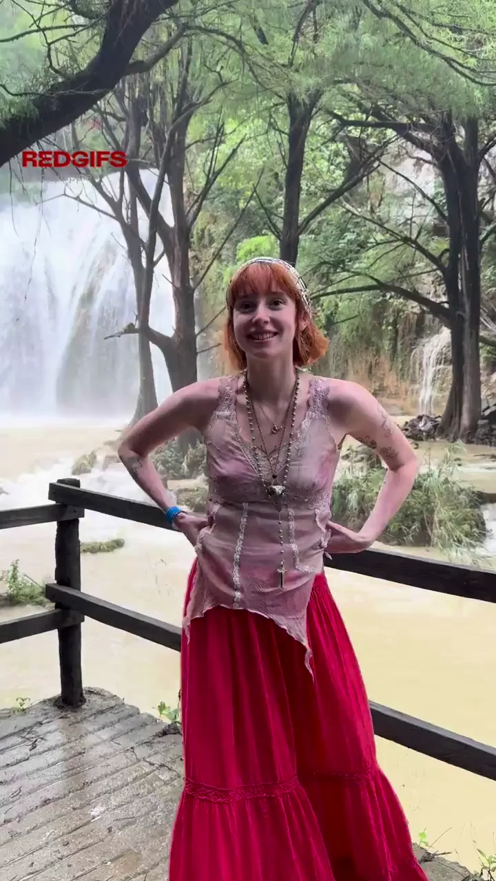 Redhead Slut's Epic Waterfall Tit Flash