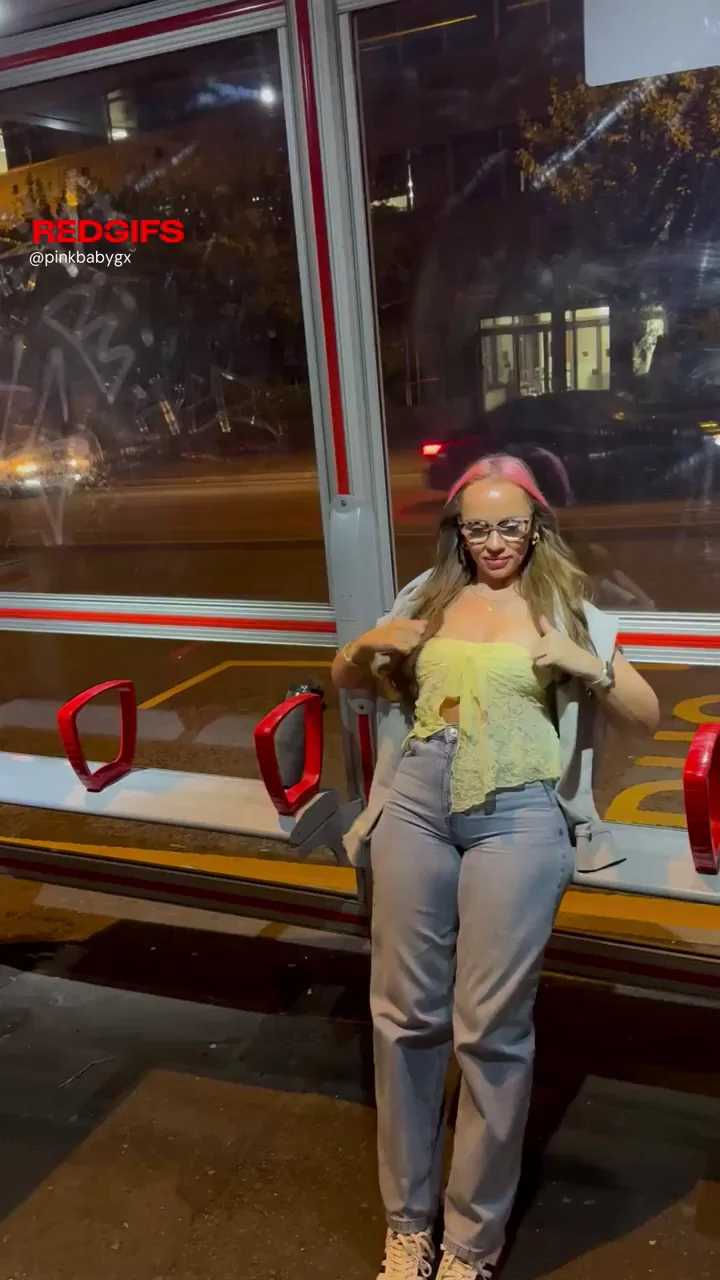 This bus stop was the perfect place to rest…and flash my tits