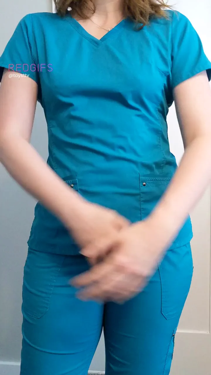 Love wearing cute lingerie under my nurse scrubs