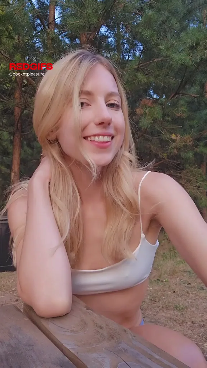 Petite Blonde Slut's Wild Summer Forest Tease 😈