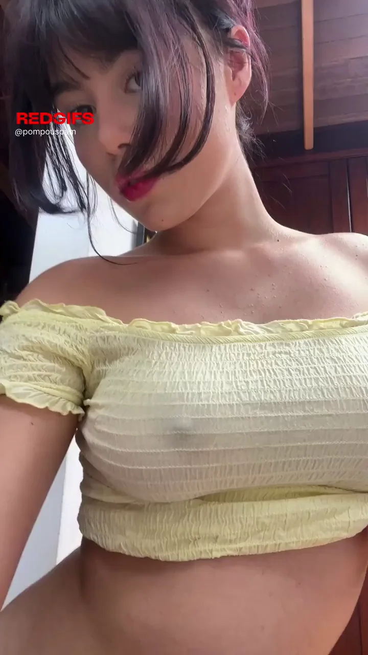 Natural B-Cup Slut Teases in Sheer Yellow Top 💛🍈🍈