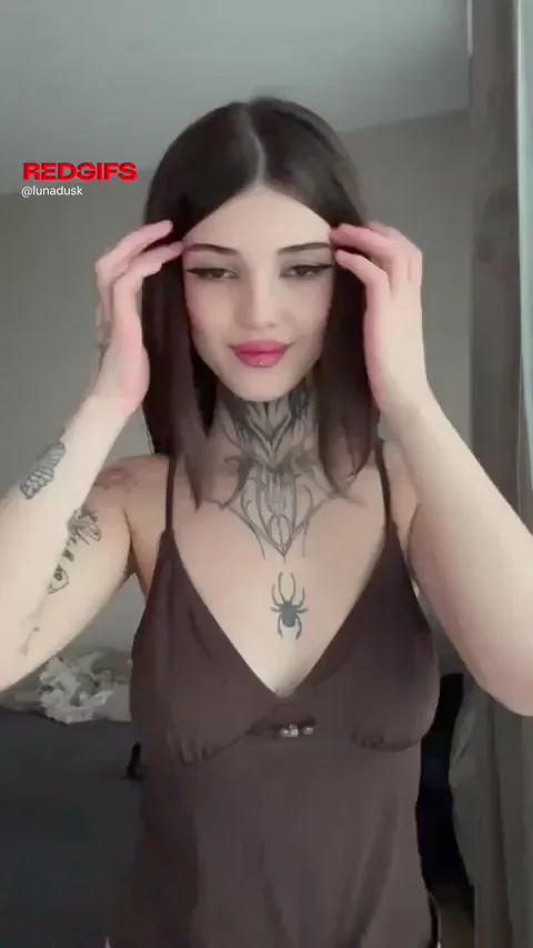 Inked Slut's Tits-Out Tease: Massive Jugs Bouncing Free