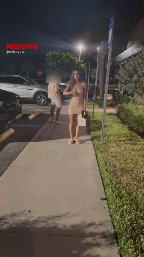 Can't Resist Flashing These Massive Tits in Public Parking Lot!