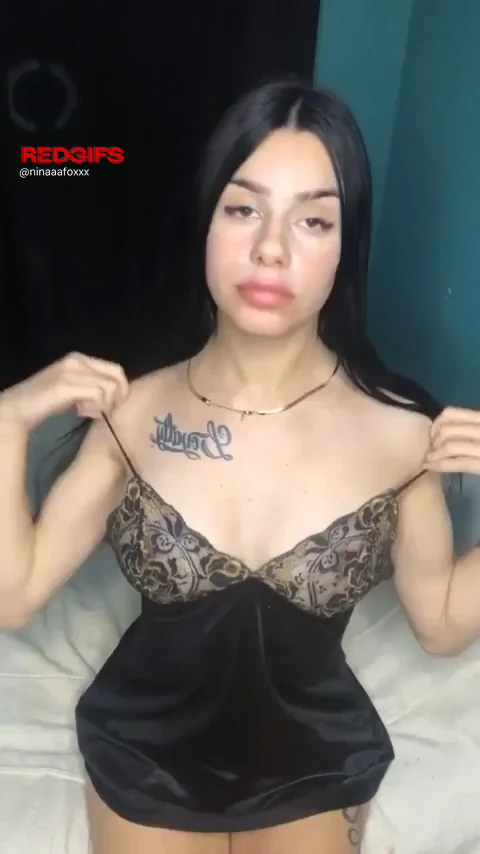 Petite Latina Slut Teasing Her Massive Tits in Lace 😈💦