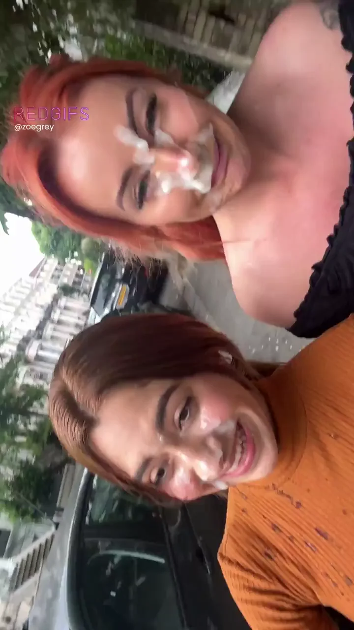 Just two cum sluts Zoe Grey Artemis Carmosa going for a stroll covered in cum!