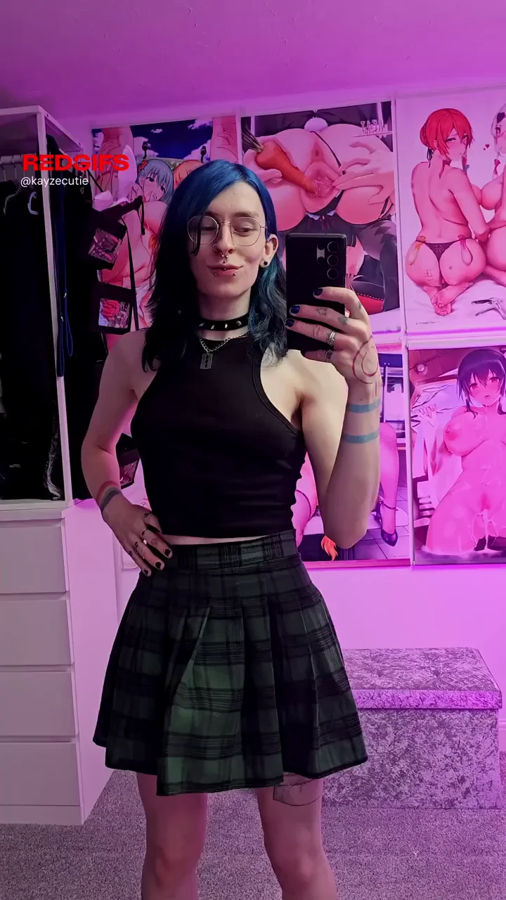 Goth Trans Babe Teases: Massive Dick Under My Plaid Skirt! 🍆💋