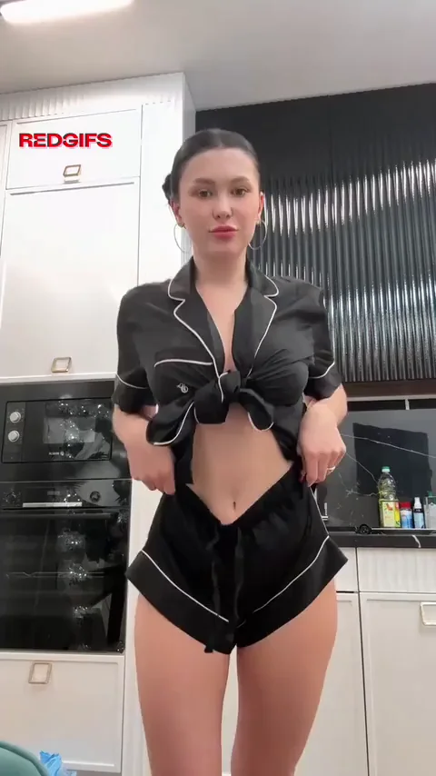 Switch Flick: Kitchen Slut Teases Pussy & Ass in Silk Shorts