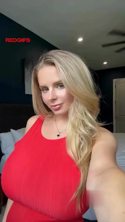 Blonde MILF's Burning Red Tits Explode in Tight Dress Tease