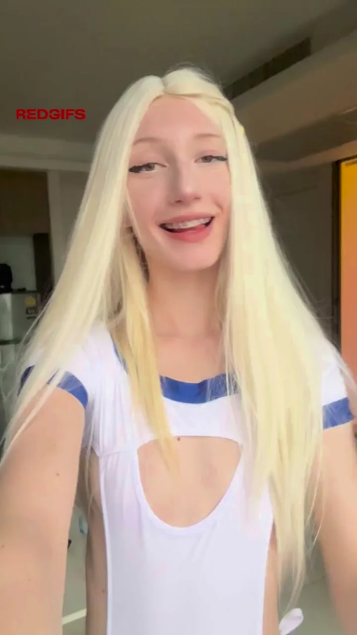 Blonde Bombshell's Shy First Reveal: Perky Tits Poppin' in Cutout Tee