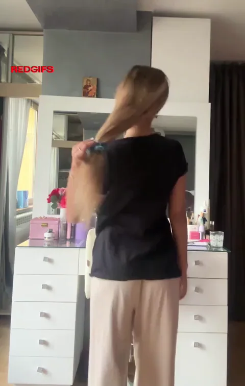 Blonde Slut's Mirror Tease: Ass Out, Begging for Your Cock