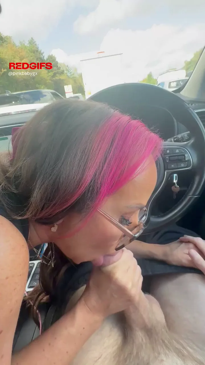 Traffic Jam Slut Sucks Cock with Strangers Watching