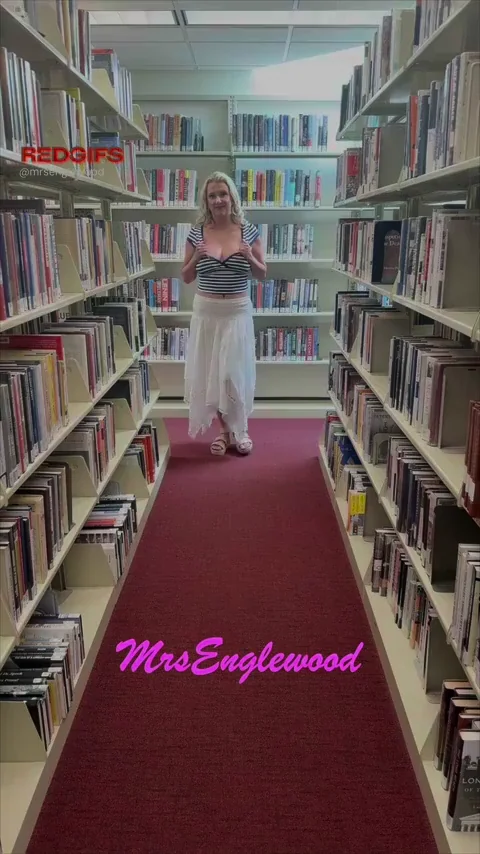 Flashing my tits in the library