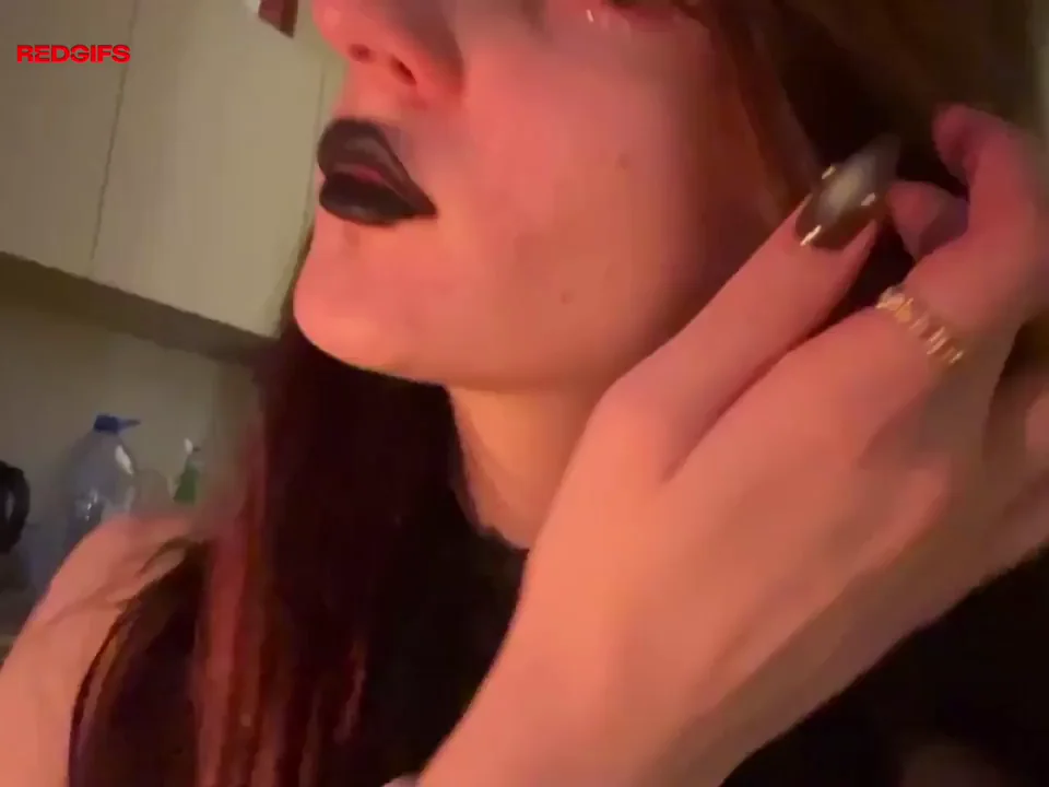 🖤 Black Lipstick Goth Teen with Braces Teasing Late Night Cravings 💋