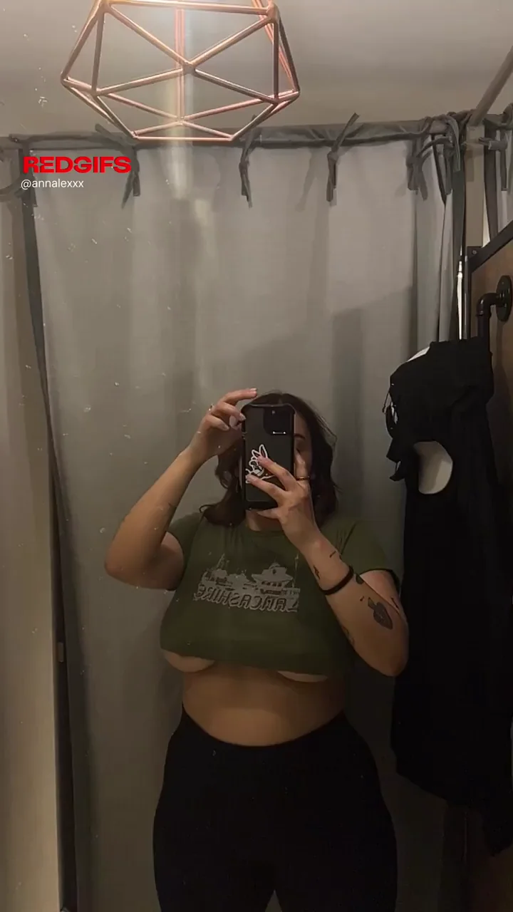 Fitting Room BJ Fantasy: Busty Babe Teases Her Fat Tits 😈🍆💦