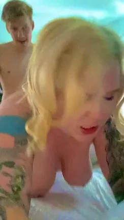 Blonde Slut Gets Pounded on the Bed