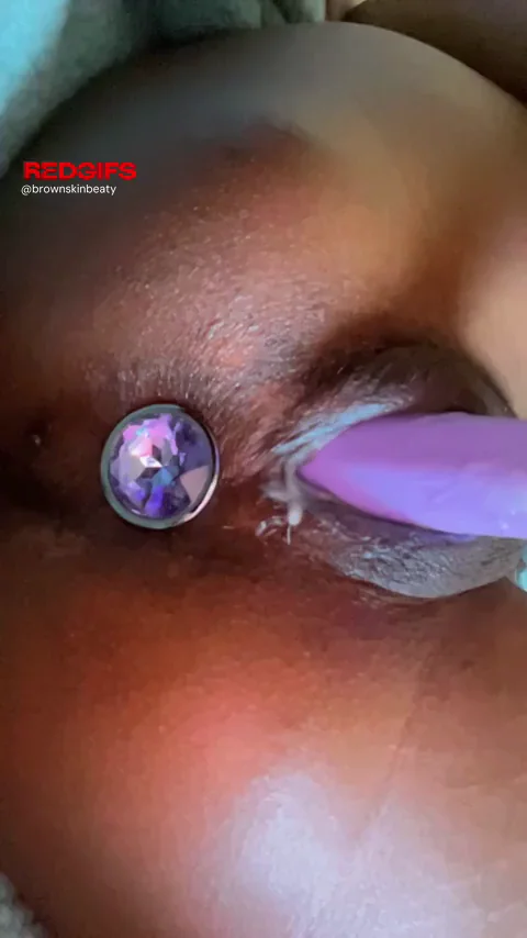 Ebony Babe Craves Real Dick Over Her Purple Toy