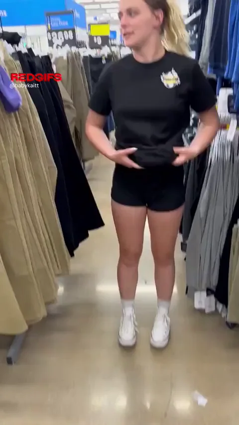 Petite Cutie Tries Black vs Purple in Walmart Changing Room Flash