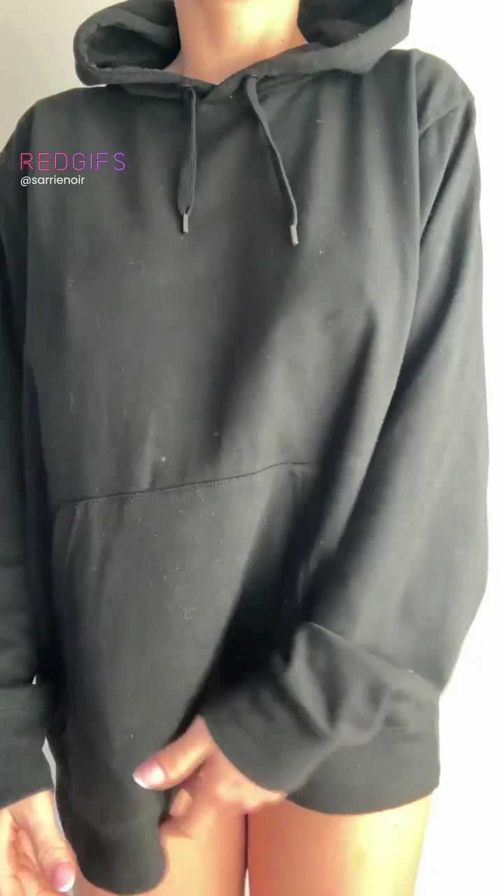Athletic Babe's Hoodie Tease to Massive Tit Reveal