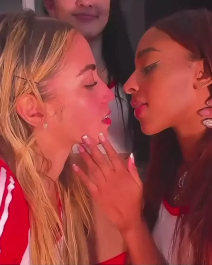 Blonde & Ebony Teens Slobbering Spit Kisses 😘💦🔥