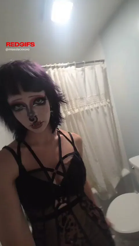 Sleepless Goth Slut Teasing in Sheer Harness Lingerie