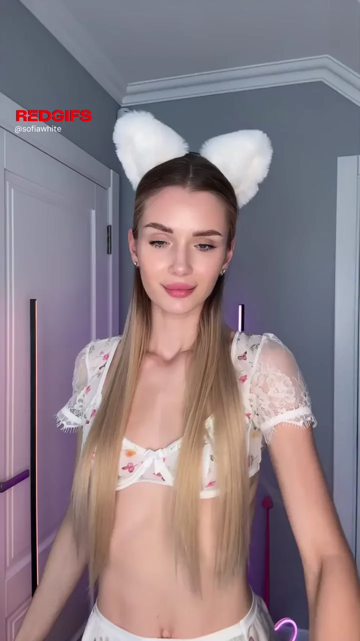 College Catgirl Tease: Bunny Ears Bare Tits Dripping Seduction
