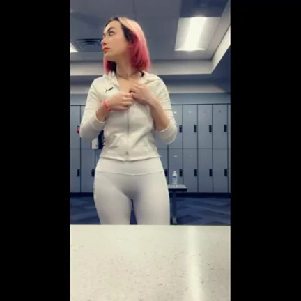 Pink-Haired Gym Slut's Locker Room Tease Drop