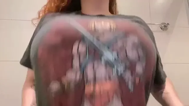 🍑🔥 Friday Titty Tease: Redhead Slut Pulls Down Her Shirt for Massive Jugs! [OC]