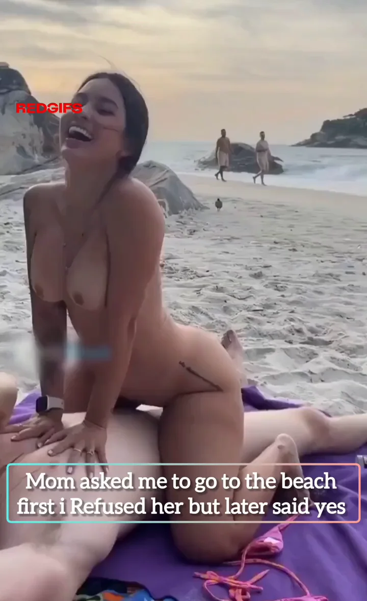 🔥 Mom's Nude Beach Ride: Big Ass MILF Fucks Son Cowgirl & Doggie 🍑💦