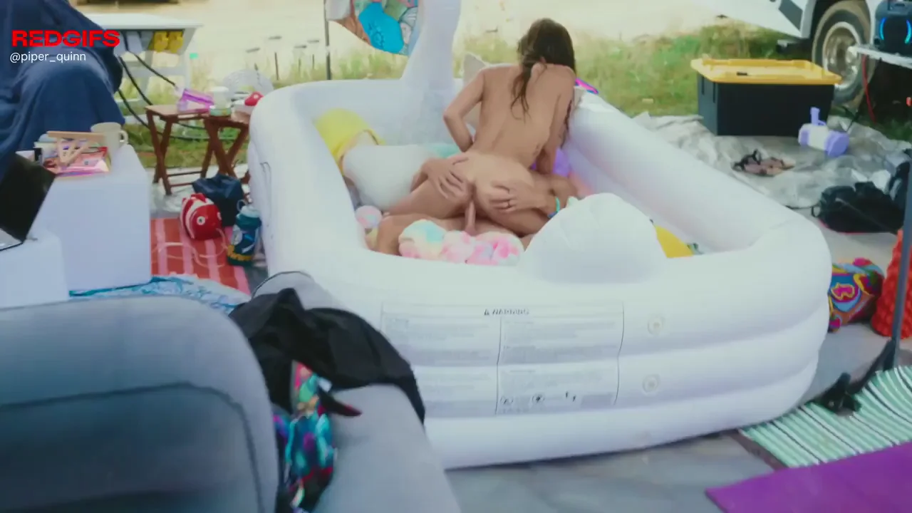 Campground Cockslut Piper Quinn Drains Hubby in Inflatable Pool Fuckfest
