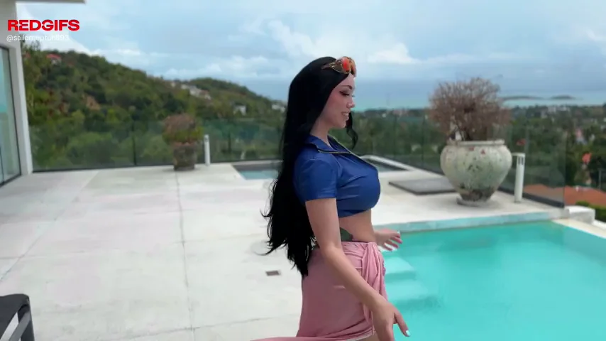 Octokuro as Nico Robin 🍑💦 One Piece Cosplay Pool Tease