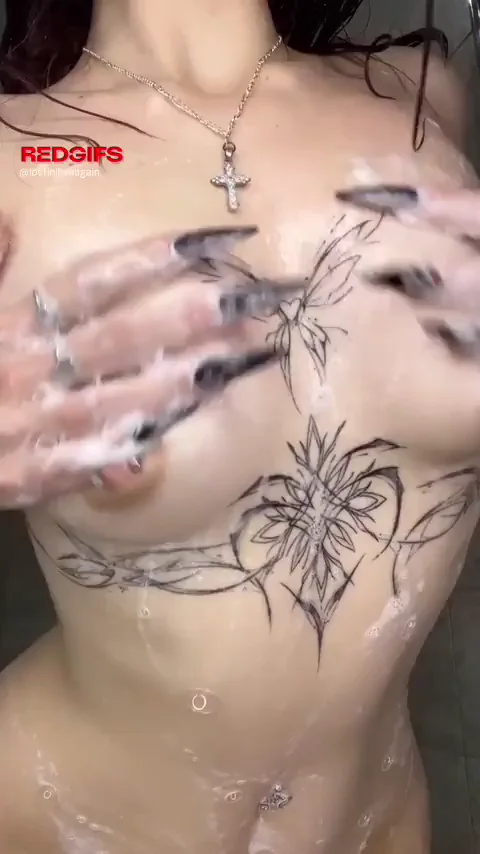 Inked Slut's Pierced Tits Dripping Wet 💦🔥