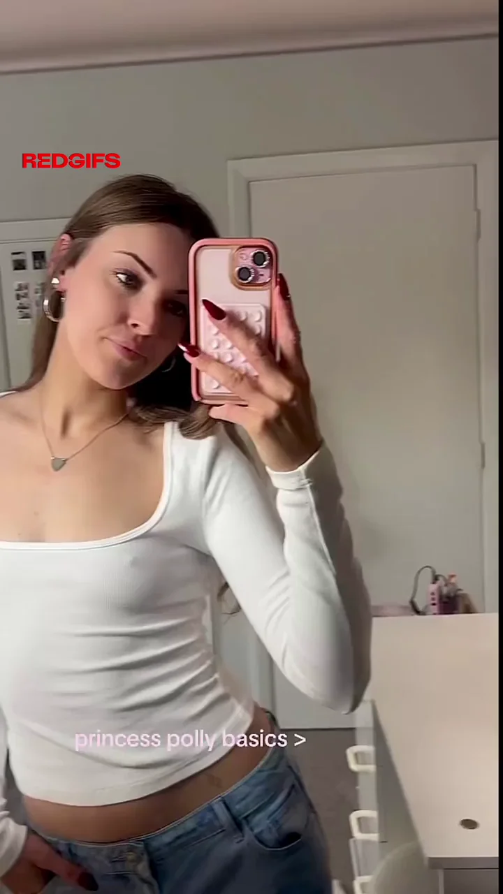 TikTok Slut's Pokies Tease in Tight White Tee