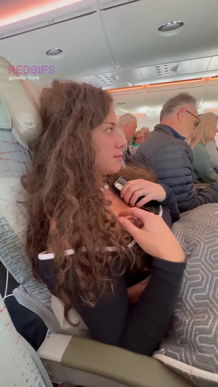 🛫 Peek-a-Boob Airplane Tease! Big Tits Flash 💦