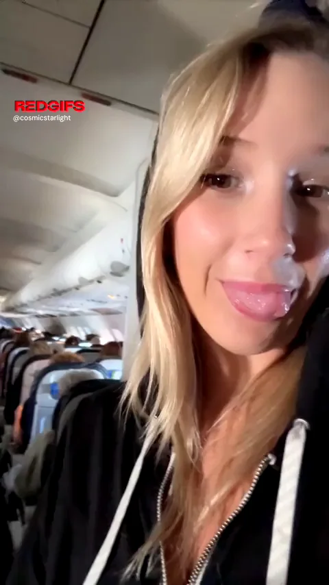 Bored Blonde Slut Flashes Tits on Long Flight 😈✈️🍈🍈