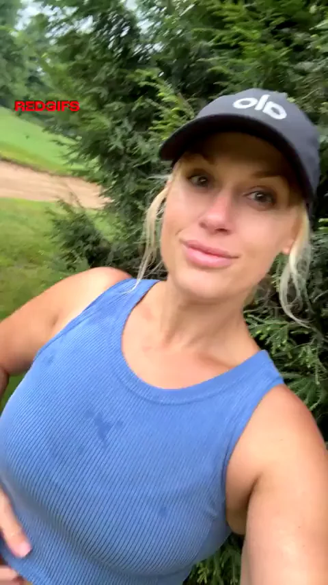 Blonde Golf Slut's Saggy Titty Drop Tease on the Green!