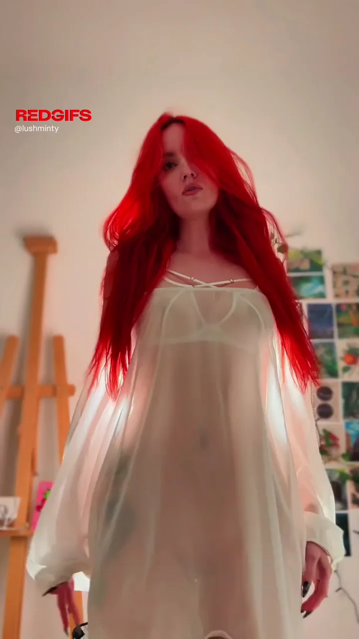Redhead Slut in Sheer White Tease: Dreamy Nipple Slip Vibes